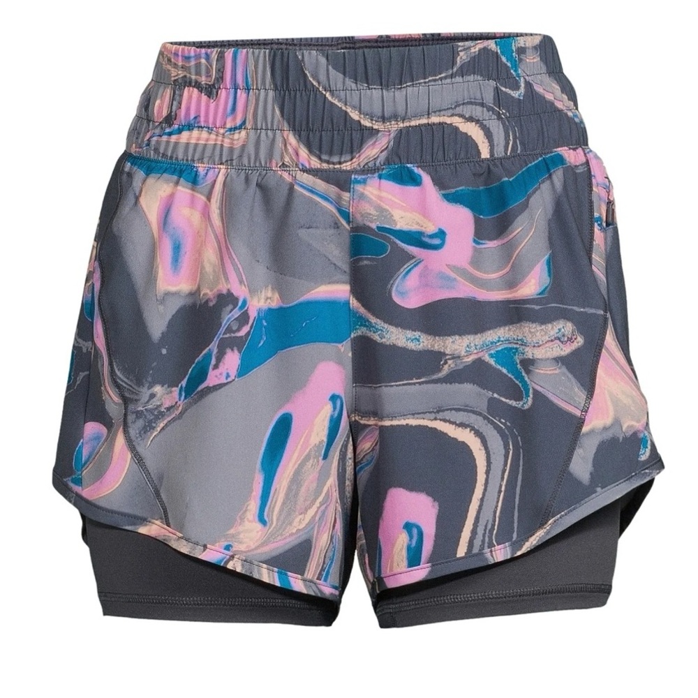 Women's High Rise Running Shorts with Bike Liner, Marble Mystique